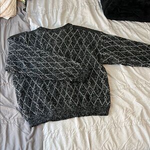 Chic Black and Gray Argyle Sweater